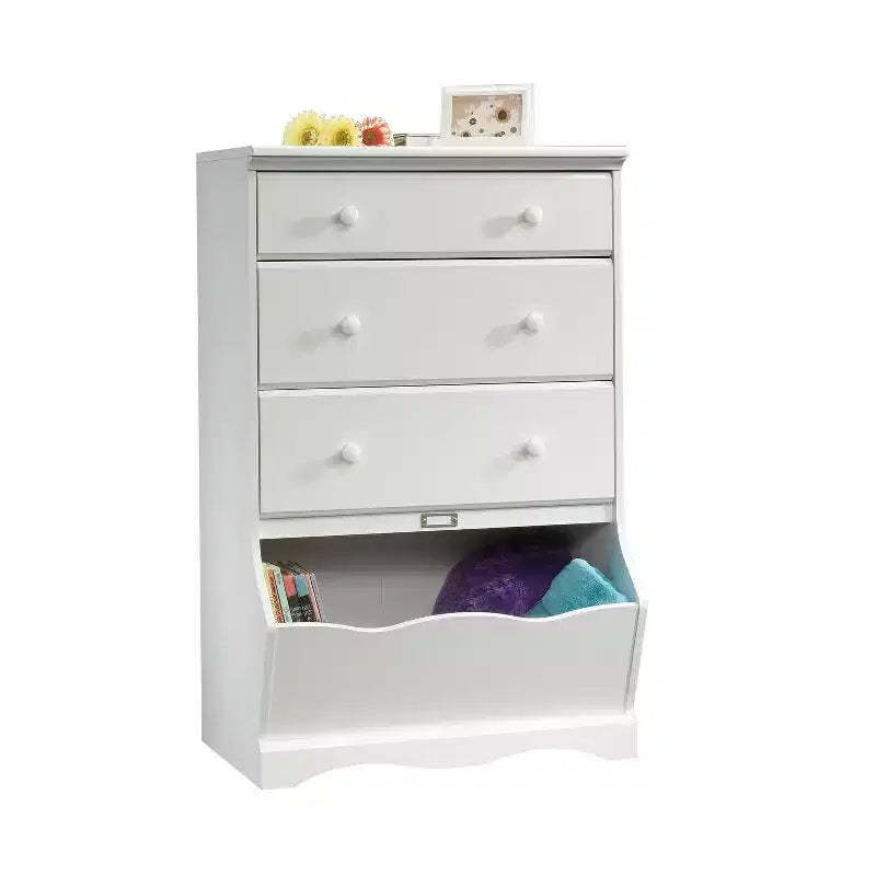 HomeStock 7.25 in.H Wood Composite Vertical Dressers with 3 - Drawers in White Finish
