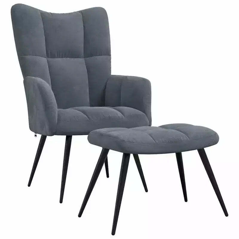 vidaXL Dark Gray Velvet Relaxing Chair with Stool - Upholstered Seating for Lounge, Living Room, Office - Modern Design with Steel Frame