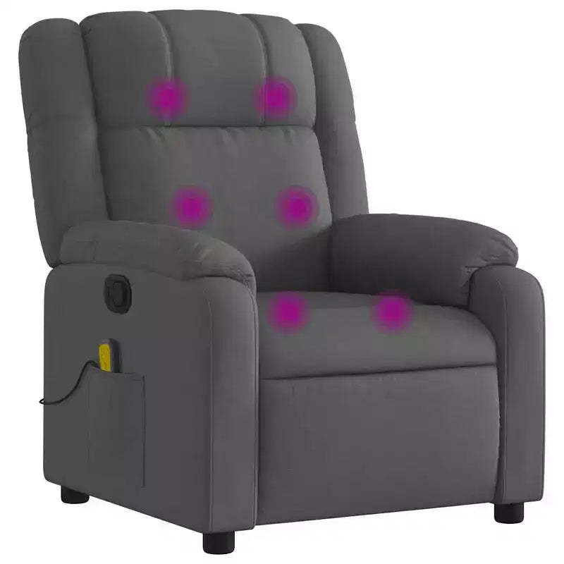 vidaXL Massage Recliner Chair for Living Room, 6-Point Vibration Adjustable, Dark Gray Fabric