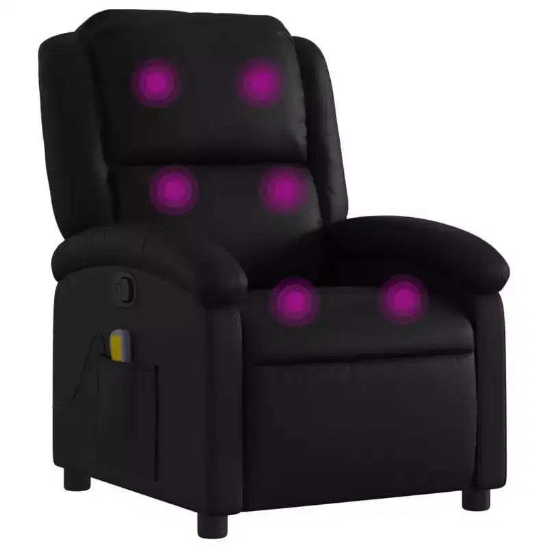 vidaXL Massage Recliner Chair Black Faux leather, metal, plywood Single