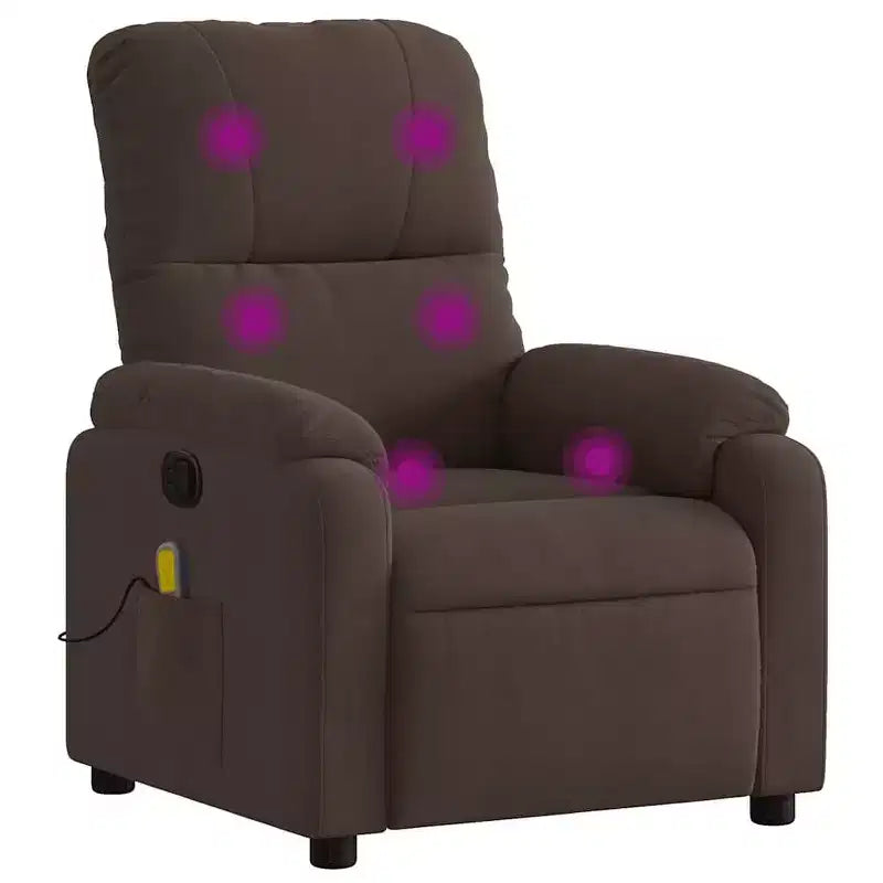 vidaXL Massage Recliner Chair - Brown Microfiber Manual Reclining Armchair with Vibration Massage & Side Pocket for Living Room, Lounge