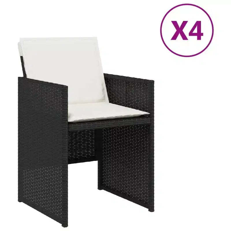 vidaXL Patio Chairs with Cushions - Black Poly Rattan Steel Frame | Outdoor Furniture Set for Garden/Patio