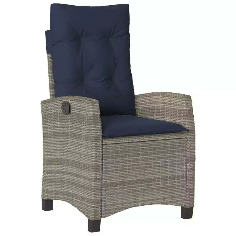 vidaXL Reclining Garden Chair Grey PE Rattan Standard