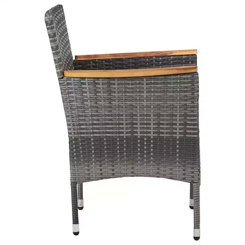 vidaXL Patio Dining Chairs 2 pcs Poly Rattan Gray