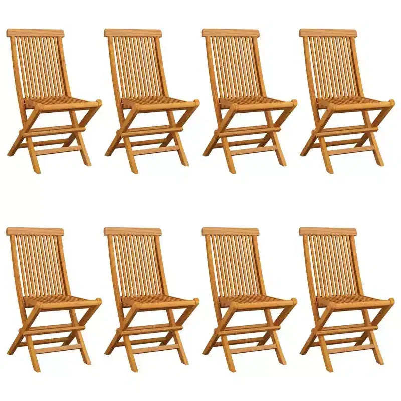 vidaXL 8-Piece Teak Patio Chairs with Anthracite Cushions, Outdoor, Foldable and Easy-to-Clean Garden with Exceptional Strength and Weather Resistance