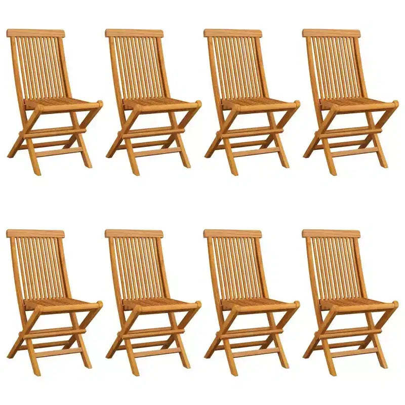 vidaXL Teak Patio Chairs Set with Cream White Cushions, 8 pcs, Weatherproof Outdoor Furniture, Elegant Design, and Store, Lightweight and Durable