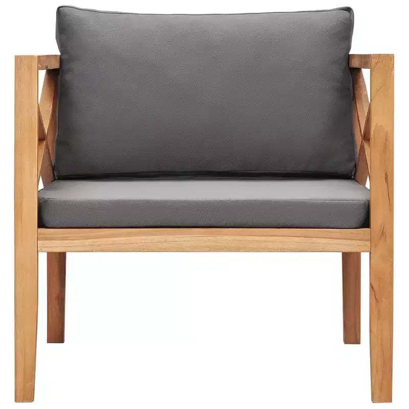vidaXL Patio Chair Dark Gray, Teak Solid Teak Wood, Polyester Fabric