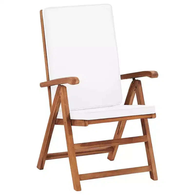 vidaXL Reclining Chair Set, Teak, Cream Cushioned, 5-Position Adjustable Backrest, Foldable for Space Saving, Weatherproof, Balcony, Poolside