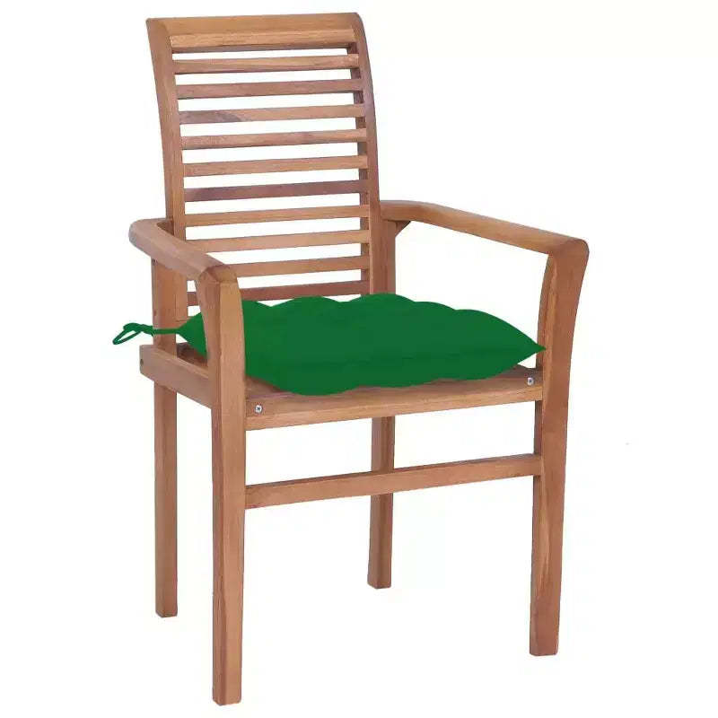 vidaXL Solid Teak Wood Dining Chairs with Cushions - Set of 2 - Ergonomic Design for Garden or Patio use - Stackable for Easy Storage