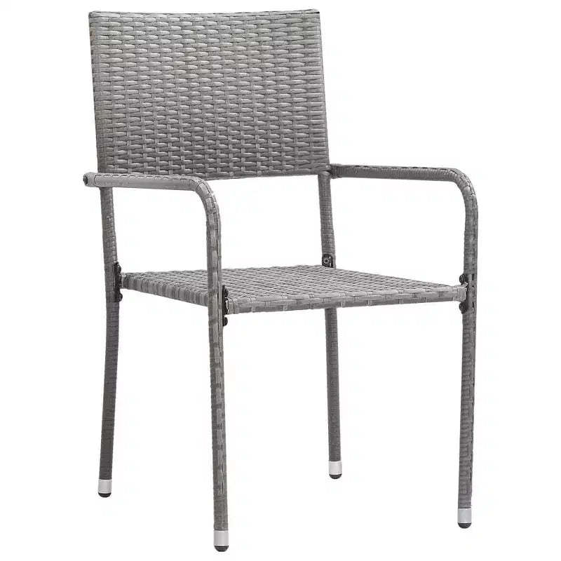 vidaXL Garden Dining Chair Set of 4 Grey PE rattan, steel Standard - Gray 4