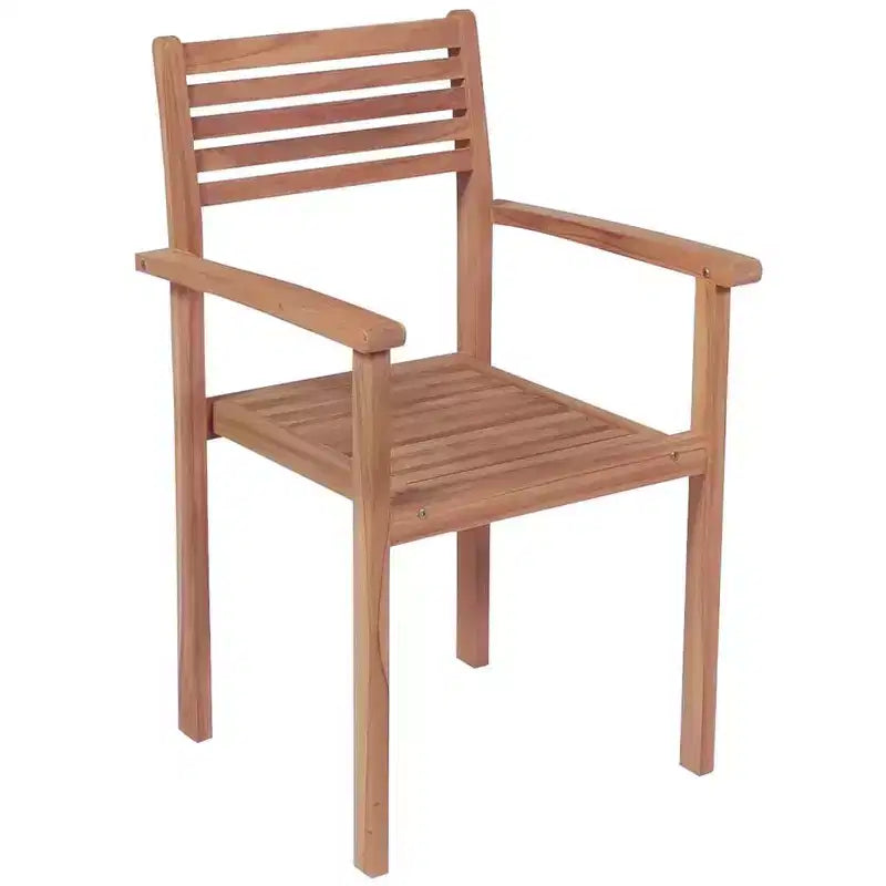 vidaXL Set of 6 Stackable Patio Chairs - Durable Teak Wood Outdoor Furniture with Fine Sanded Finish, Suitable for Homes, Offices, Bars and Cafes