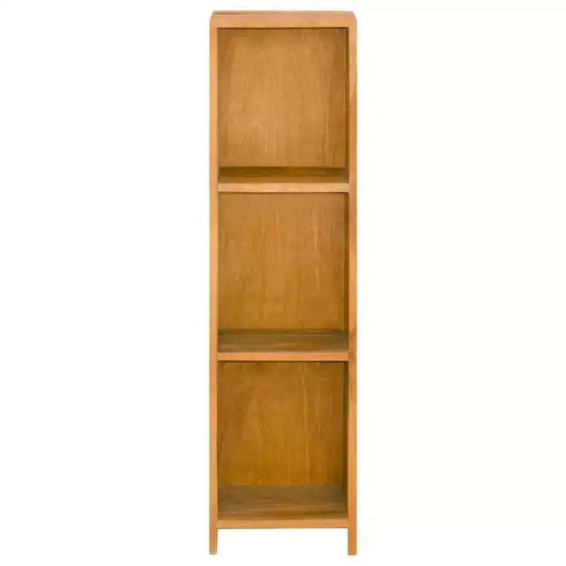 vidaXL Solid Teak Wood Bookshelf  Retro Style Freestanding 2-Shelf Organizer for Living Room, Study, Office - Brown, 11.8x11.8x43.3