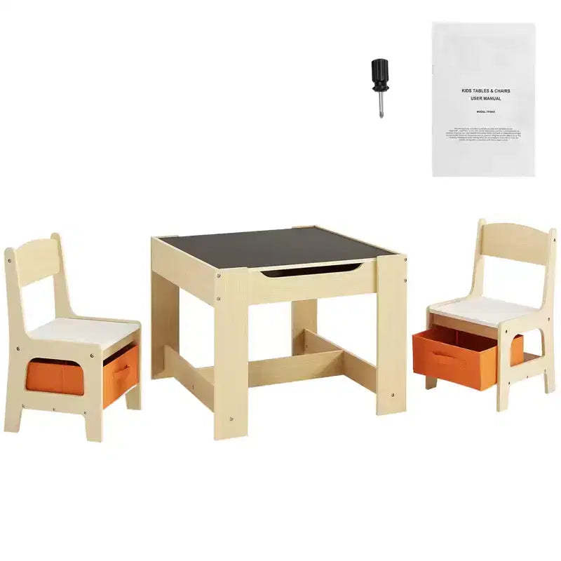 VEVOR Kids Table and Chair Set, Wooden Activity Table with Storage Space and Boxes, Kids Play Table for Toddlers Art, Craft, Reading, Learning, Beige