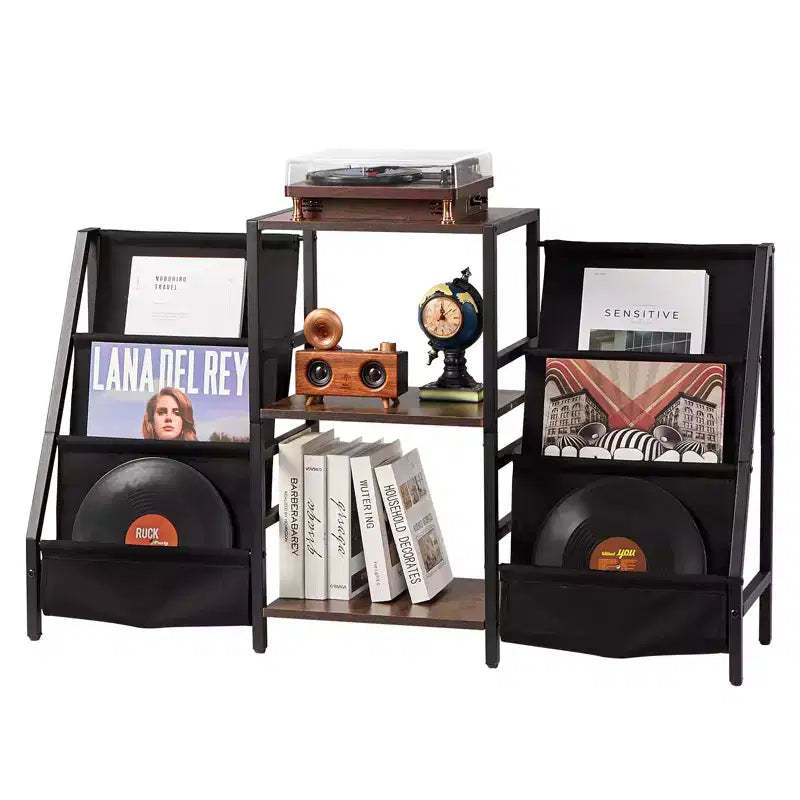 VEVOR Record Player Stand, 3 Tiers Metal Vinyl Record Stand, Holds up to 280 Albums, Turntable Stand with Record Holder Vinyl Display Shelf, Black
