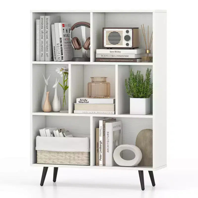 Costway 7/8/10/10 Cube 31.5/39.5/47/55 Bookcase with 4/5 Metal Legs 2 Anti-tip Devices Display Cabinet Rack