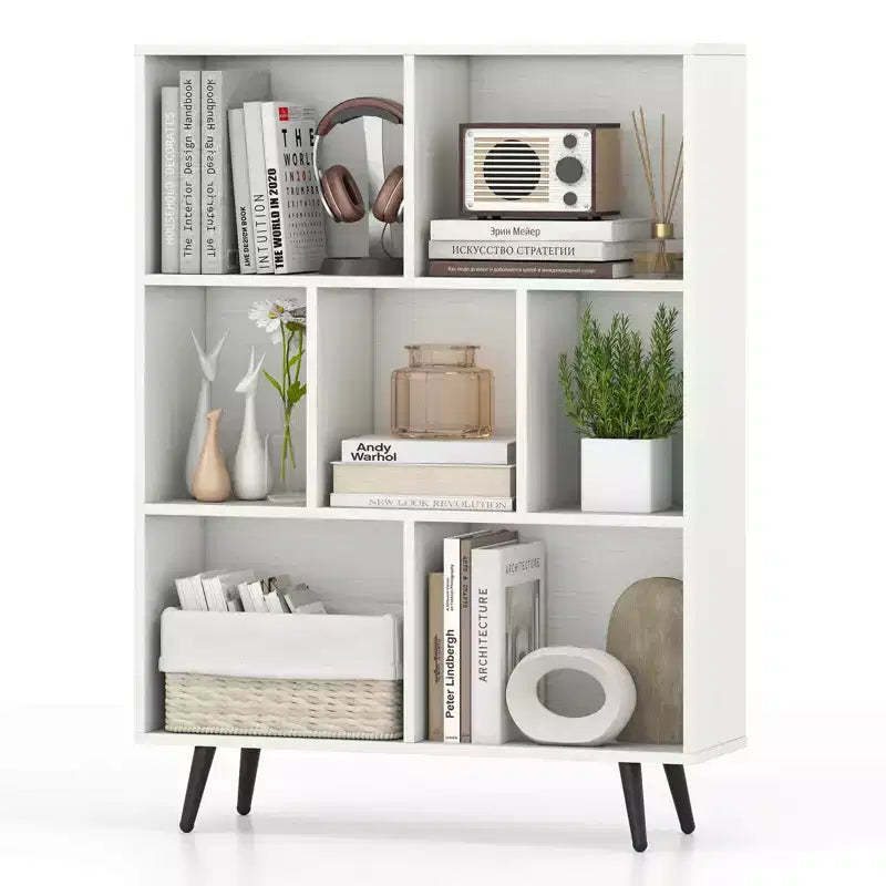 Costway 7/8/10/10 Cube 31.5/39.5/47/55 Bookcase with 4/5 Metal Legs 2 Anti-tip Devices Display Cabinet Rack