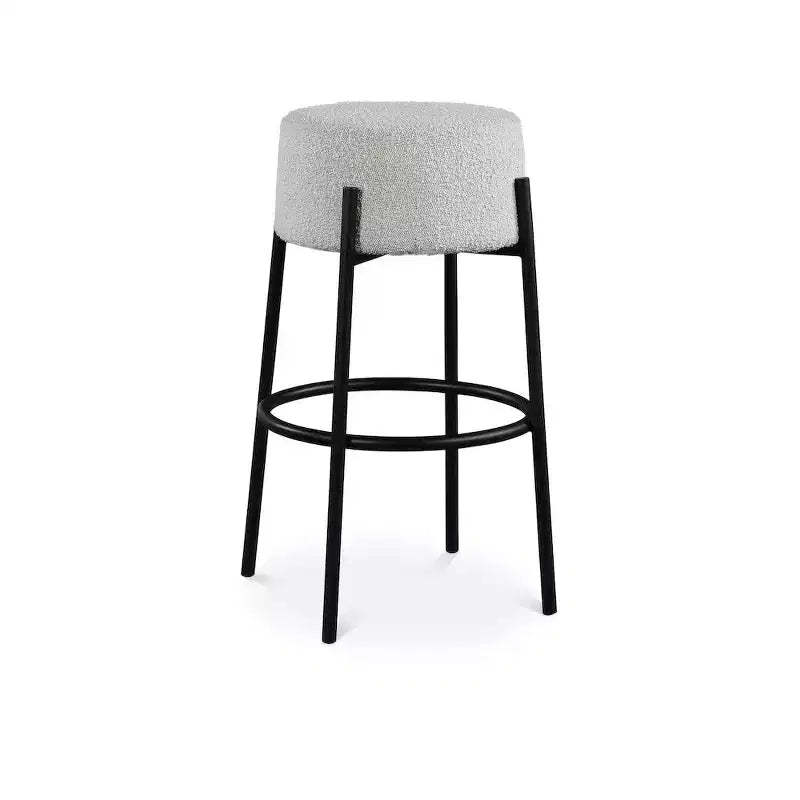 Meridian Furniture,Avalon Cream Boucle Fabric Bar Stool