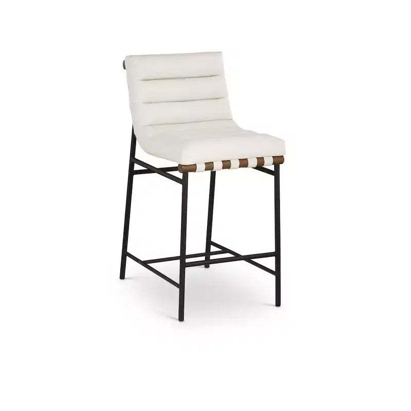 Meridian Furniture,Burke Cream Vegan Leather Counter Stool