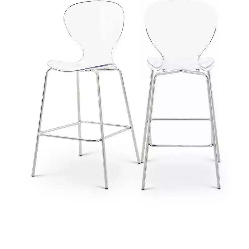 Meridian Furniture,Clarion Chrome Metal Stool, Set of 2