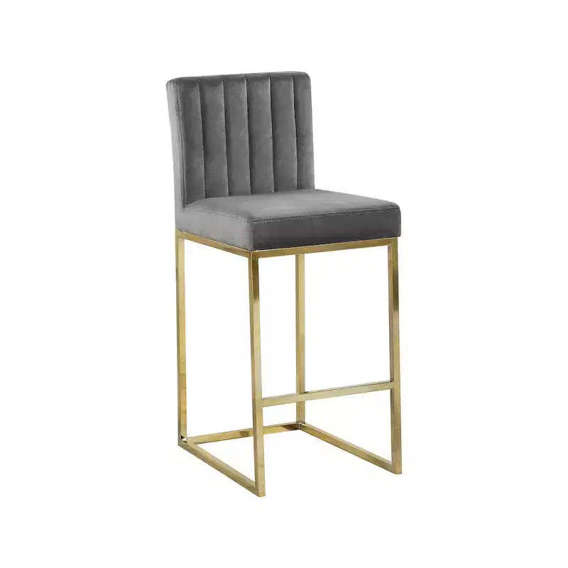 Meridian Furniture,Giselle Grey Velvet Stool