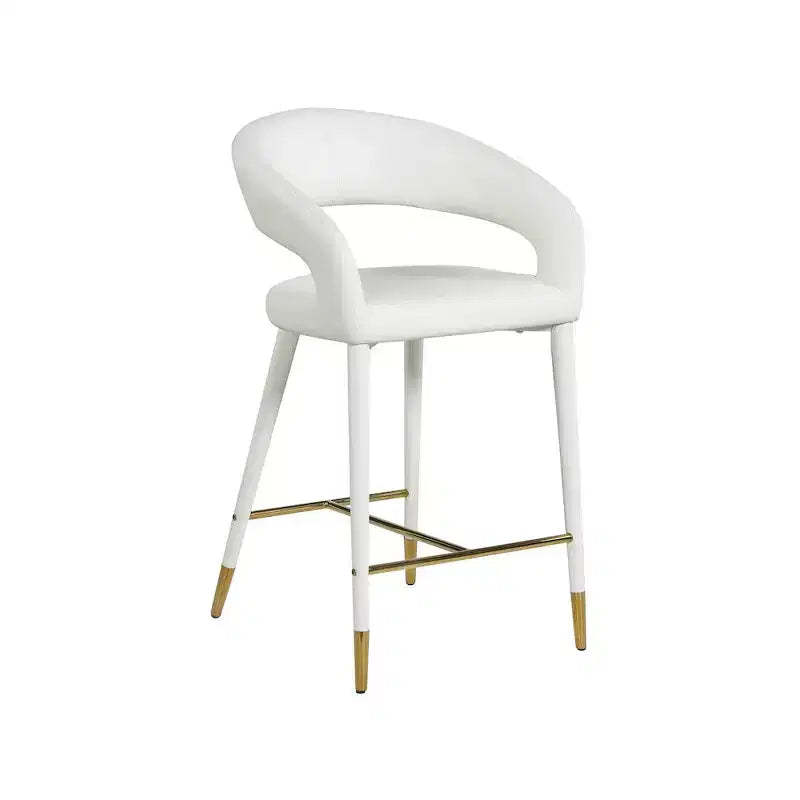 Meridian Furniture,Destiny White Vegan Leather Stool