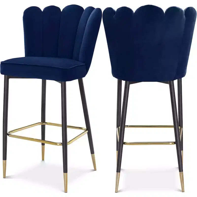 Meridian Furniture,Lily Navy Velvet Stool, Set of 2