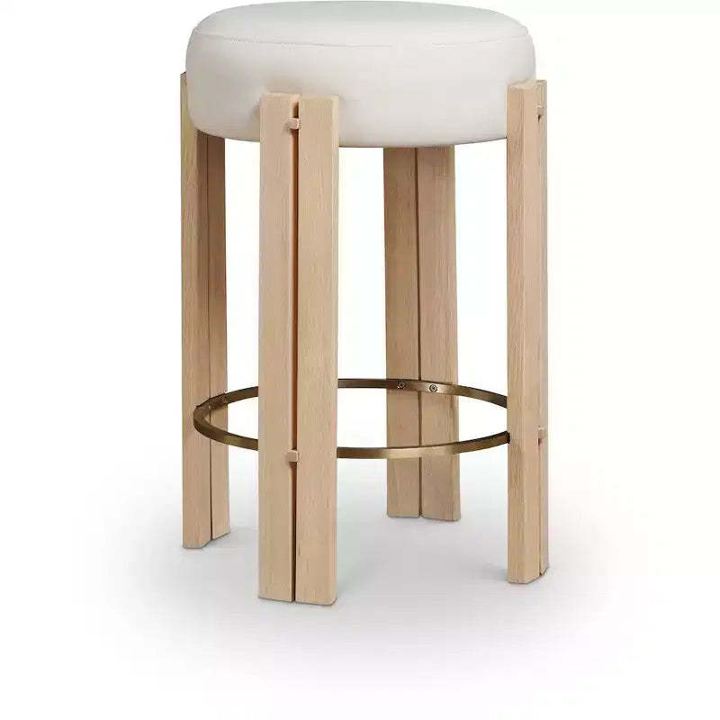 Meridian Furniture,Harrison Cream Vegan Leather Counter Stool