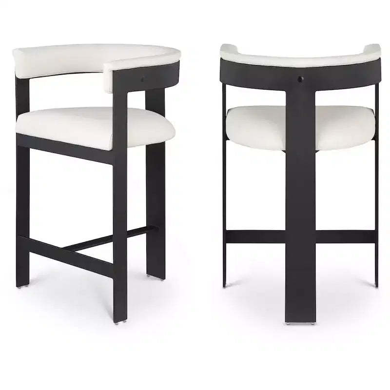 Meridian Furniture,Romeo Cream Vegan Leather Counter Stool, Set of 2