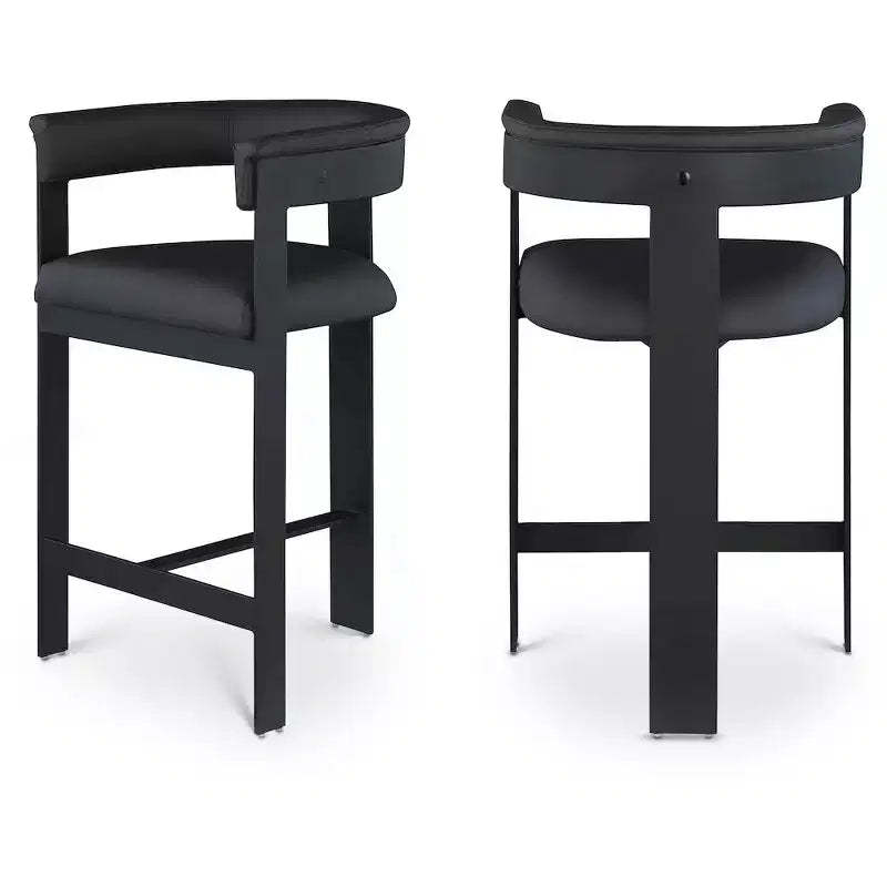 Meridian Furniture,Romeo Black Vegan Leather Counter Stool, Set of 2