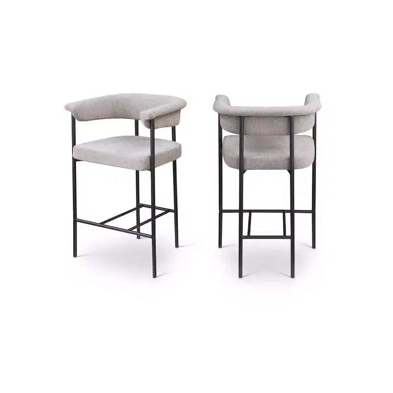 Meridian Furniture,Malin Taupe Linen Textured Fabric Counter Stool, Set of 2