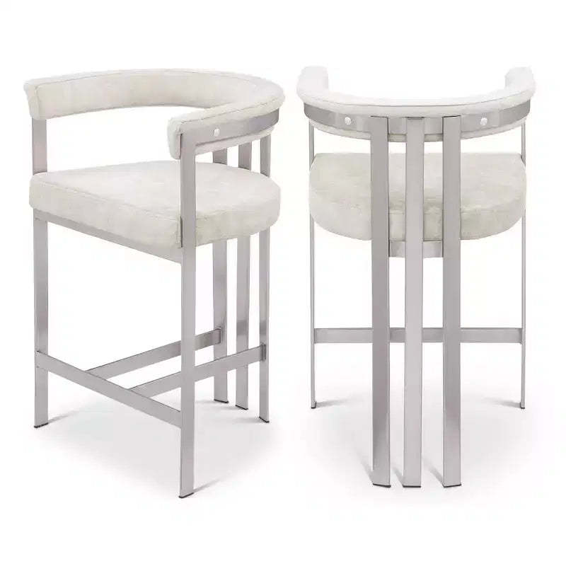 Meridian Furniture,Marcello Stone Velvet Counter Stool, Set of 2