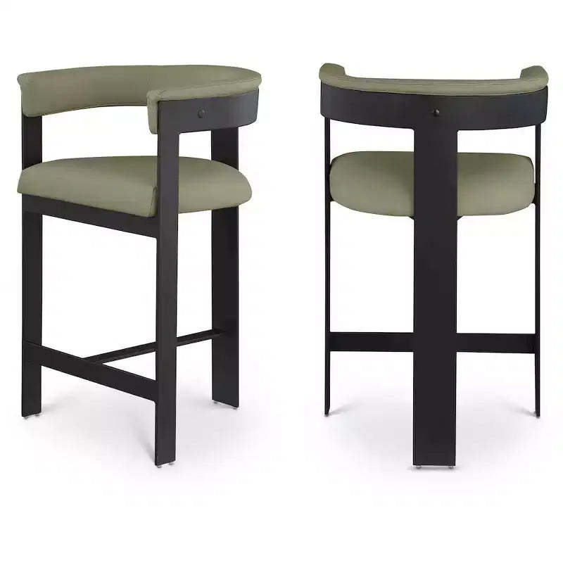 Meridian Furniture,Romeo Olive Green Vegan Leather Counter Stool, Set of 2
