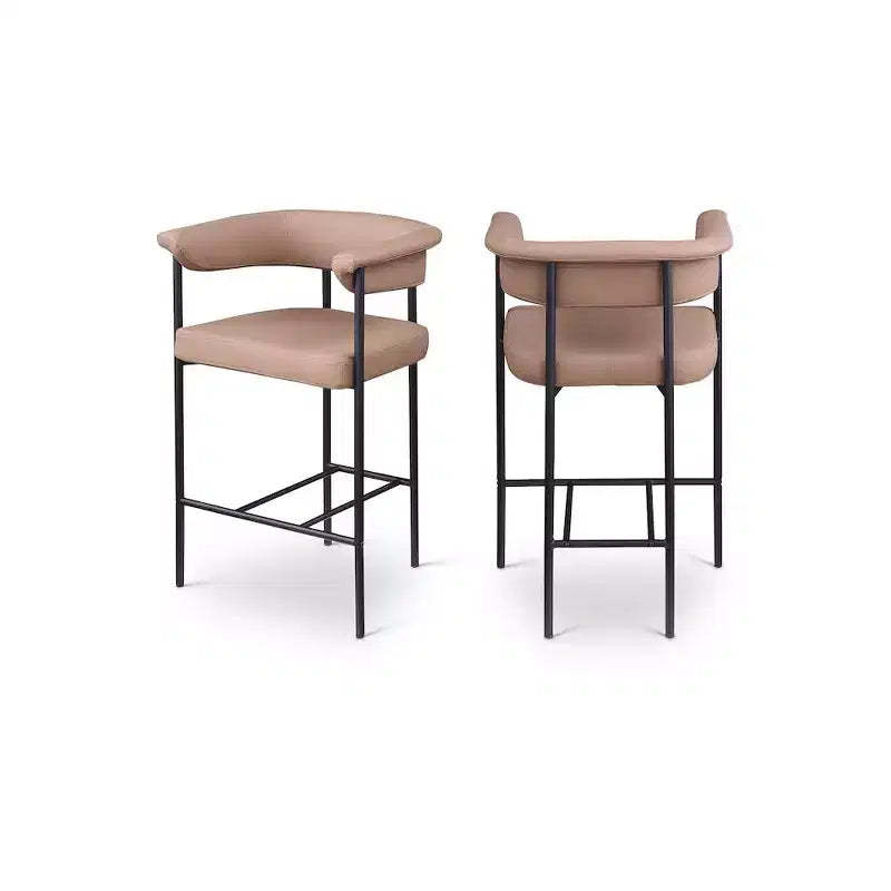 Meridian Furniture,Malin Tan Vegan Leather Counter Stool, Set of 2