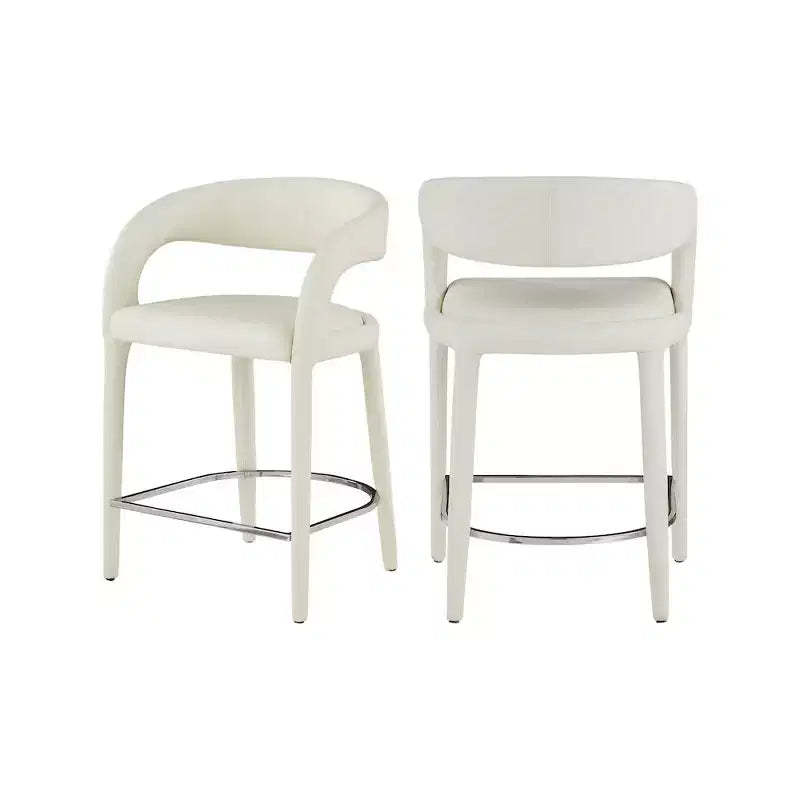 Meridian Furniture,Sylvester Cream Vegan Leather Stool