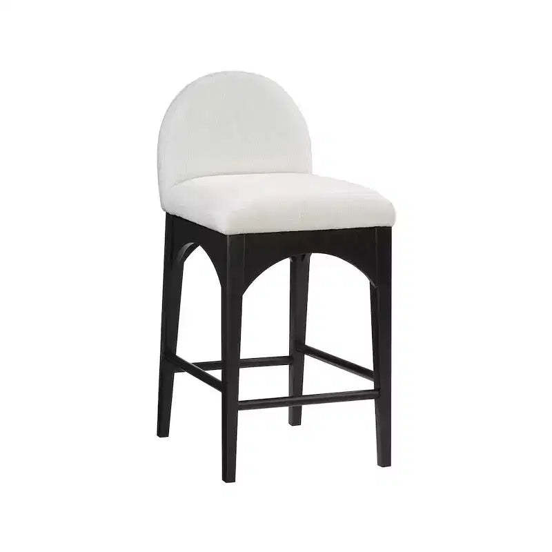 Meridian Furniture,Waldorf Cream Chenille Fabric Stool
