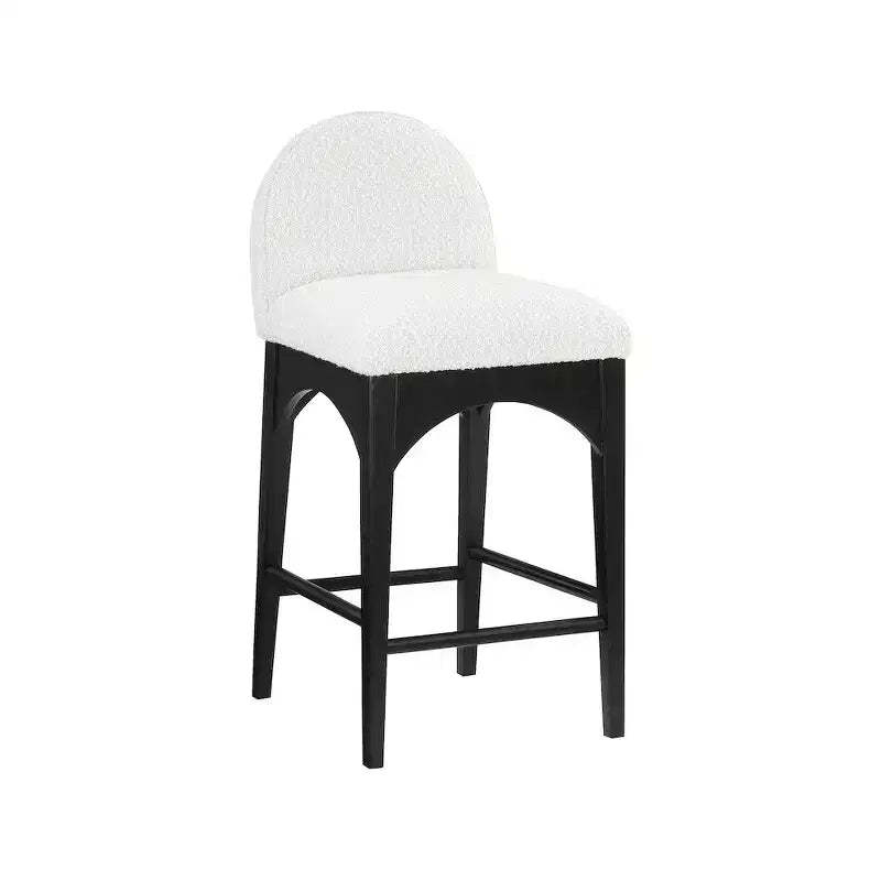 Meridian Furniture,Waldorf Cream Boucle Fabric Stool