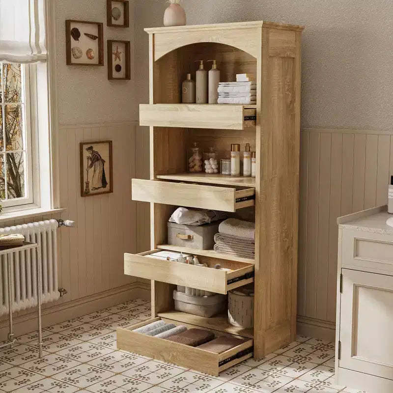Famapy Wood Bathroom Cabinet Storage Cabinet - Shelves, Drawer Organizer for Toiletries