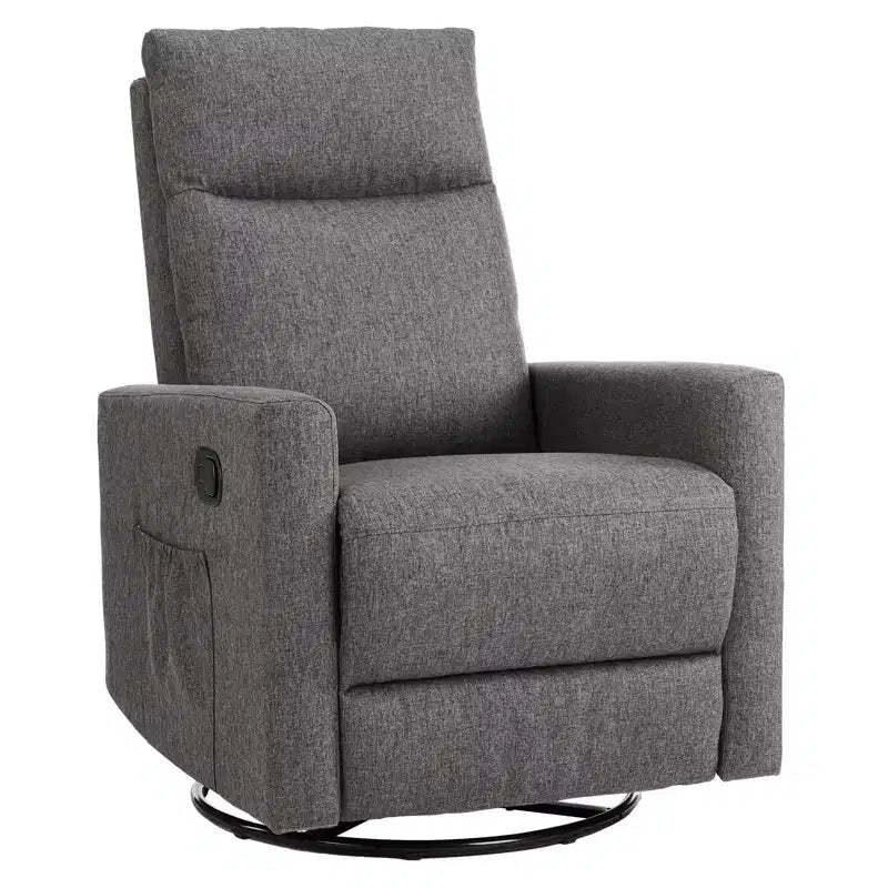 Bestier Recliner Chair, 360 Swivel Rocker Chair for Adults, Upholstered Glider Rocker Recliners with High Back, Nursery Chairs for Living Room, Grey