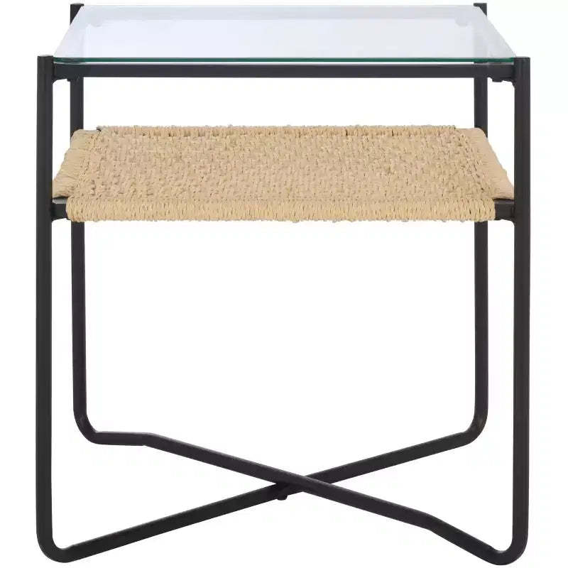 Omaka 1 Shelf End Table - ACC2325A - Natural/Black - Safavieh