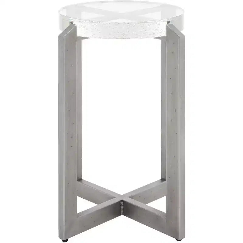 Pixie Round Bubble Glass Accent Table - AMH8354A - Silver/Clear - Safavieh Couture