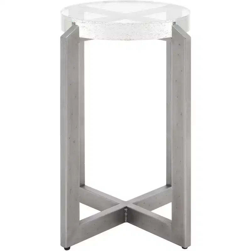 Pixie Round Bubble Glass Accent Table - AMH8354A - Silver/Clear - Safavieh Couture
