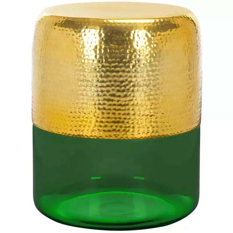 Saanvi Round Accent Table - FOX5530A - Champagne Gold/Green - Safavieh Couture