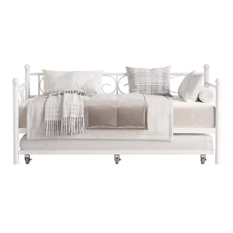 Twin Daybed with Trundle Bed, Heavy Duty Metal Twin Bed Frame with Pull Out Trundle