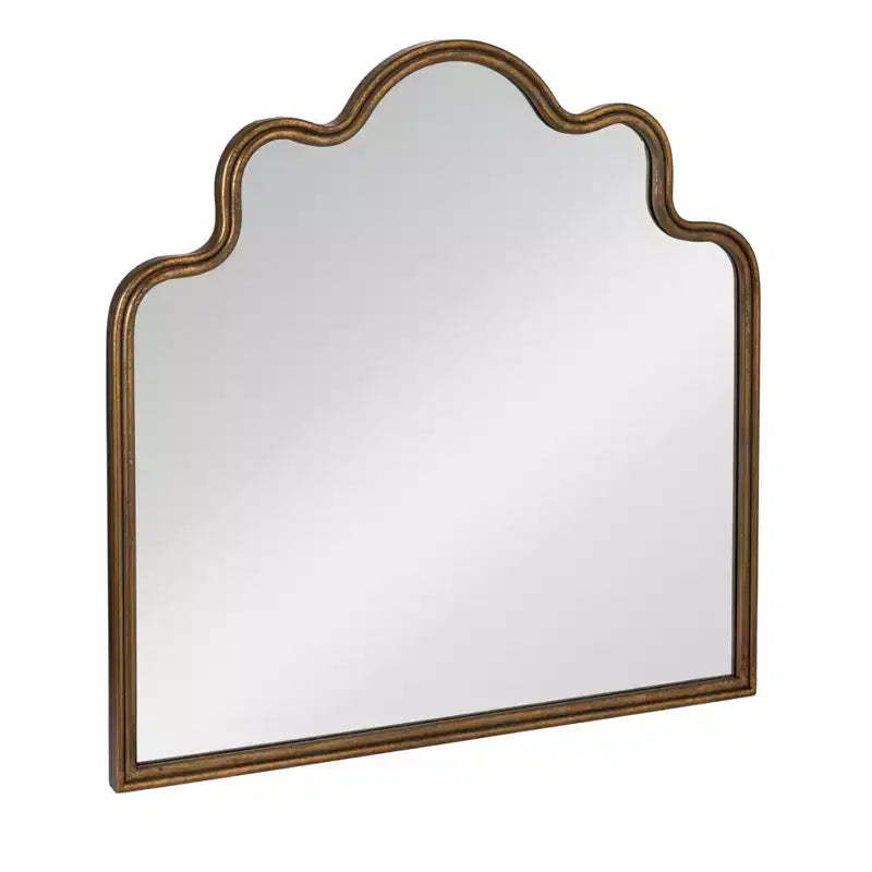 Storied Home Wavy Scalloped Arched Metal Framed Wall Mirror, Gold
