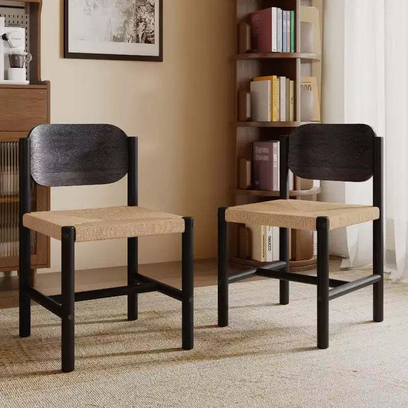 Christopher Knight Home Kayle Mid-Century Modern Acacia Wood Dining Chairs with Paper Rope Weave