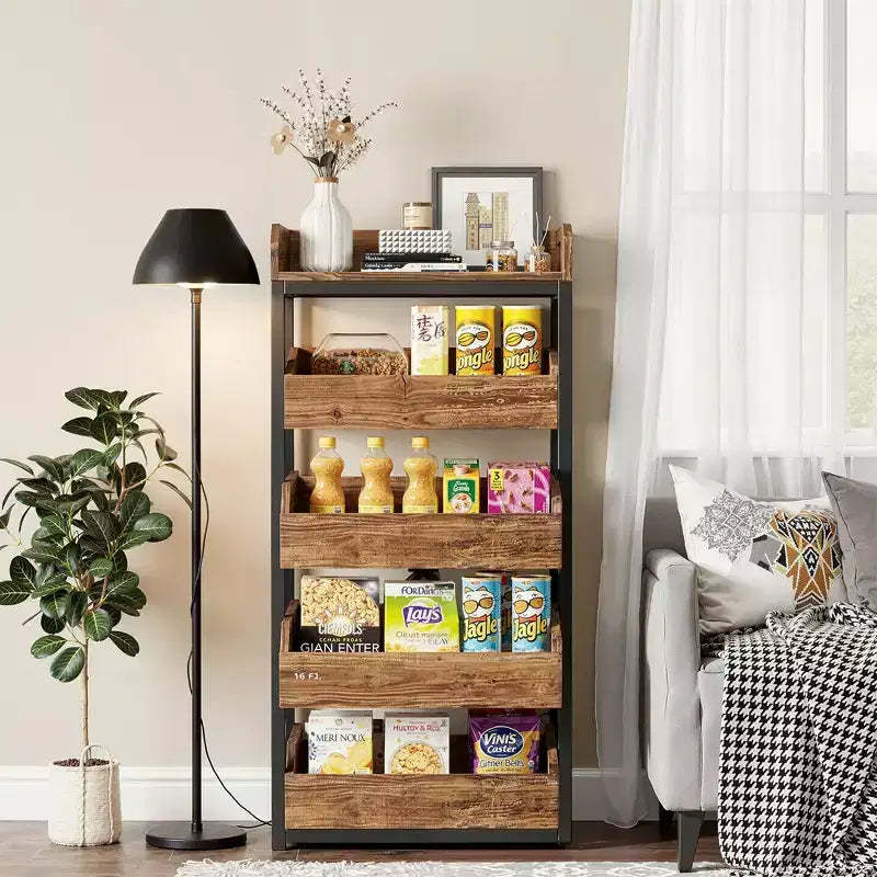 MAYEERTY 5-Drawer Pull-Out Vegetable Storage Rack, Large Capacity Kitchen Organizer for Fruits & Snacks
