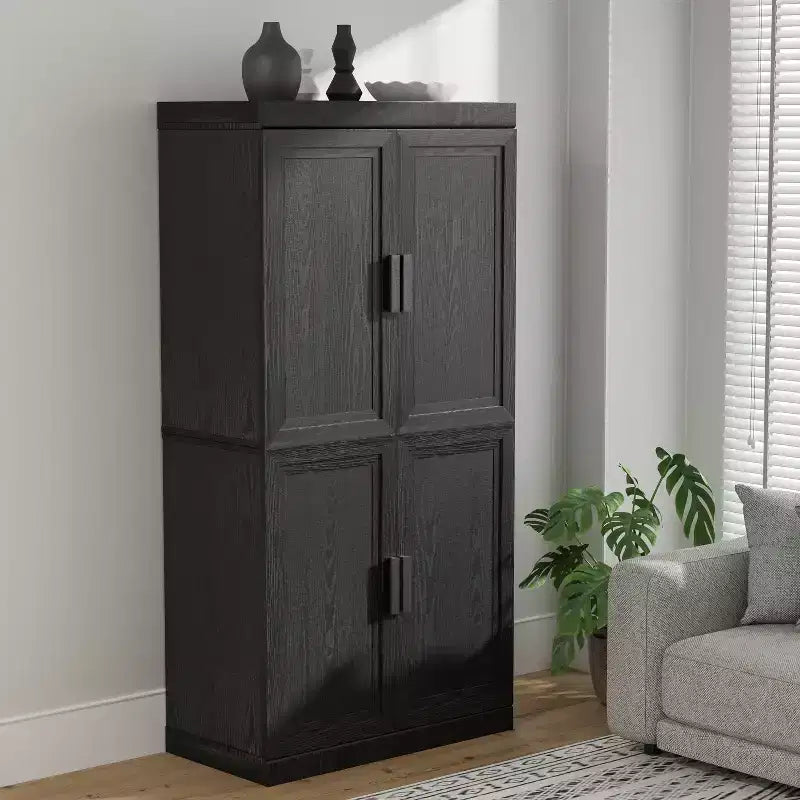 PexFix Freestanding Wood Pantry Cabinet Kitchen Storage Organizer With Shelves & Doors Large Capacity