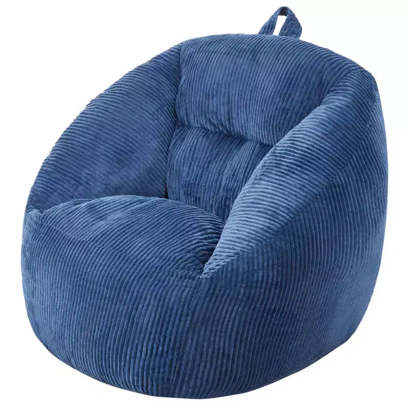 VEVOR Bean Bag Chair, 3 feet Bean Bag Chair with Soft Armrests and Storage Pocket, 25D Memory Foam Filled with Soft Teddy Velvet Cover, Blue