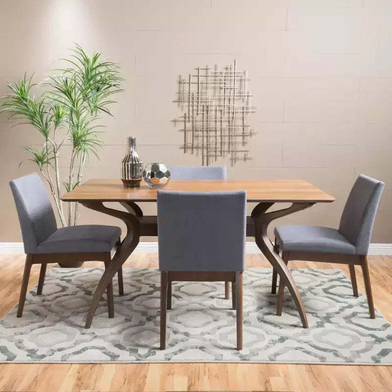 Christopher Knight Home Kwame Mid Century Modern Fabric Upholstered 5 Piece Dining Set