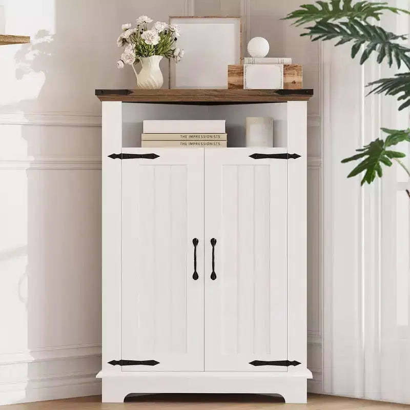 Floor Corner Cabinet, Small Freestanding Bathroom Cabinet, Space Saver Coffee Bar Cabinet, Narrow Kitchen Pantry Cabinet for Living Room Bathroom